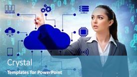  Presentation with cloud computing - Amazing PPT layouts having cloud-computing-concept-with-woman backdrop and a teal colored foreground