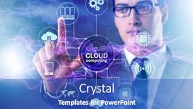  Presentation with cloud computing - Slides with cloud-computing-concept-with-woman background and a teal colored foreground