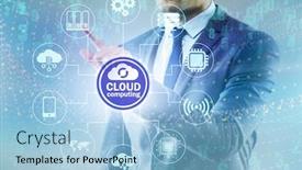  Presentation with cloud computing - PPT theme having cloud-computing-concept-with-woman background and a light blue colored foreground