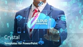  Presentation with cloud computing - Slide set featuring cloud-computing-concept-with-woman background and a ocean colored foreground