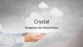  Presentation with mobile computing - Audience pleasing presentation design consisting of cloud computing concept backdrop and a light gray colored foreground