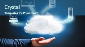  Presentation with cloud computing - Colorful presentation theme enhanced with cloud computing concept backdrop and a ocean colored foreground