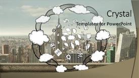  Presentation with doodles - PPT layouts featuring cloud computing doodles against balcony overlooking city background and a light gray colored foreground