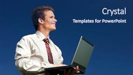  Presentation with sky blue - Cool new slides with cloud computing free - happy successful businessman with laptop backdrop and a  colored foreground