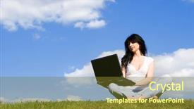  Presentation with grass - PPT theme enhanced with cloud computing free - pretty woman with laptop background and a tawny brown colored foreground