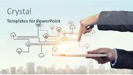  Presentation with cloud computing - Audience pleasing theme consisting of cloud computing user interface mixed media backdrop and a sky blue colored foreground