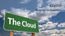  Presentation with green cloud computing - Slide set with cloud green road sign background and a teal colored foreground