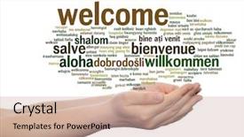  Presentation with multilingual - Slides with arabic words - concept or conceptual abstract welcome background and a soft green colored foreground