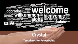  Presentation with multilingual - Beautiful PPT layouts featuring arabic words - concept or conceptual abstract welcome backdrop and a coral colored foreground