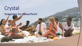  Presentation with ethnic group - Slides having cloud interactive - front view of multi ethnic background and a sky blue colored foreground