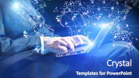  Presentation with social networks - Colorful presentation theme enhanced with cloud it - man in social networks concept backdrop and a cobalt blue colored foreground