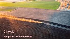  Presentation with plowing - Slides with cloud-of-dust-rises-behind background and a tawny brown colored foreground