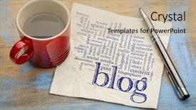  Presentation with blog - Beautiful PPT theme featuring cloud of words or tags backdrop and a soft green colored foreground