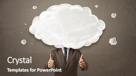  Presentation with cloud - Cool new slide deck with business man with white cloud backdrop and a tawny brown colored foreground