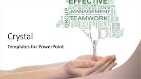  Presentation with business success - Presentation consisting of cloud on man hand tagcloud background and a white colored foreground