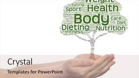  Presentation with green science - Slide set with cloud or tagcloud as tree background and a soft green colored foreground