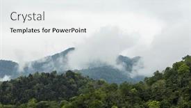  Presentation with foggy - Presentation design with cloud-over-the-mountain background and a white colored foreground