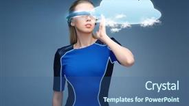  Presentation with augmented reality - Beautiful presentation theme featuring cloud projection over blue background backdrop and a ocean colored foreground