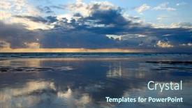  Presentation with beach sands - Colorful slides enhanced with cloud-reflections-on-the-beach backdrop and a ocean colored foreground