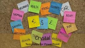  Presentation with bulletin board - PPT layouts featuring cloud related to household finance background and a gold colored foreground