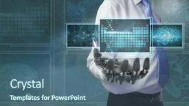  Presentation with medical robot - Audience pleasing slide deck consisting of cloud robotics - man with 3d robot hand backdrop and a ocean colored foreground