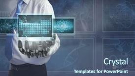  Presentation with medical robot - Slides having cloud robotics - man with 3d robot hand background and a ocean colored foreground