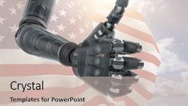  Presentation with american flag - PPT theme having cloud robotics - robot with thumbs up background and a soft green colored foreground