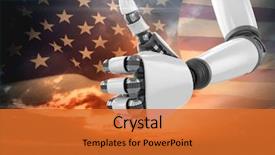  Presentation with grave marker american flag - Amazing PPT theme having cloud robotics - robot with thumbs up backdrop and a red colored foreground