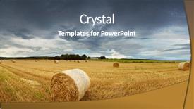  Presentation with straw - Beautiful PPT layouts featuring cloud roll - panorama of straw bales backdrop and a gray colored foreground