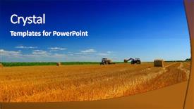  Presentation with straw bale - Colorful PPT layouts enhanced with cloud roll - tractor collecting straw bales backdrop and a royal blue colored foreground