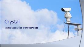  Presentation with cctv - Presentation design having cloud security - cctv with cloudscape background and a  colored foreground