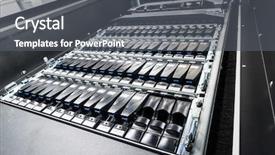  Presentation with data center - Audience pleasing slide set consisting of cloud security - hard drives in data center backdrop and a gray colored foreground