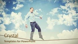  Presentation with walk - Cool new theme with cloud security - man walk on rope backdrop and a soft green colored foreground