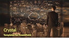  Presentation with business plan cover page images - Theme consisting of cloud services - businessman drawing business plan background and a tawny brown colored foreground