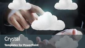  Presentation with touch screen - Slide deck featuring cloud services - man working with touch screen background and a tawny brown colored foreground