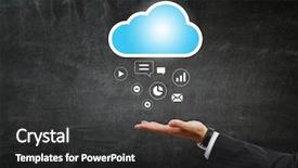  Presentation with remote - Beautiful slides featuring cloud services - network of remote service mixed backdrop and a dark gray colored foreground