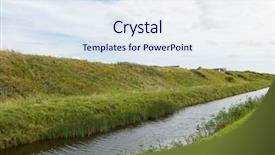  Presentation with green hills - Colorful slide set enhanced with cloud serwer - green hills and canal backdrop and a sky blue colored foreground