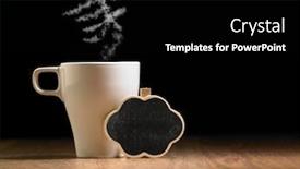  Presentation with smoke cloud - PPT layouts featuring cloud shape mini blackboard and coffee mug with smoke form a chinese character mean home background and a black colored foreground