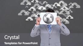  Presentation with shapes - Colorful slides enhanced with cloud shapes with arrows backdrop and a gray colored foreground