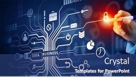  Presentation with sharing - Cool new PPT theme with cloud sharing and connection backdrop and a ocean colored foreground