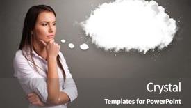  Presentation with thought - Cool new PPT theme with cloud speech or thought bubble backdrop and a dark gray colored foreground