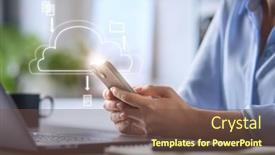  Presentation with files - Slides consisting of cloud-storage-concept-with-woman background and a tawny brown colored foreground