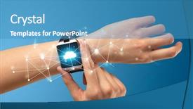  Presentation with smartwatch - Audience pleasing theme consisting of cloud technology and connection backdrop and a teal colored foreground