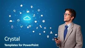  Presentation with cloud technology - Colorful slide set enhanced with cloud technology and online communication backdrop and a ocean colored foreground