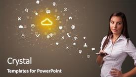  Presentation with technology black person - Slide deck with store database - young person using phone background and a  colored foreground