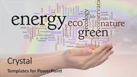  Presentation with eco friendly energy - Theme enhanced with cloud text man hand rainbow background and a  colored foreground