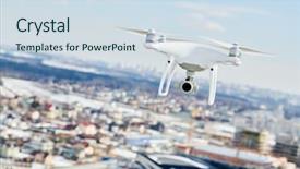  Presentation with drone quadcopter - Slide deck consisting of cloud video surveillance - drone quadcopter with digital camera background and a sky blue colored foreground