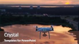  Presentation with drone quadcopter - PPT theme consisting of cloud video surveillance - drone quadcopter with digital camera background and a  colored foreground