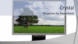  Presentation with plasma - Cool new slide set with cloud video surveillance - nature landscape in plasma monitor backdrop and a light blue colored foreground