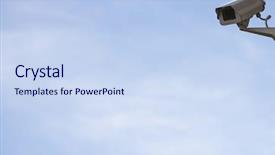 Presentation with camera security - PPT layouts with cloud video surveillance - security camera on wall background and a sky blue colored foreground